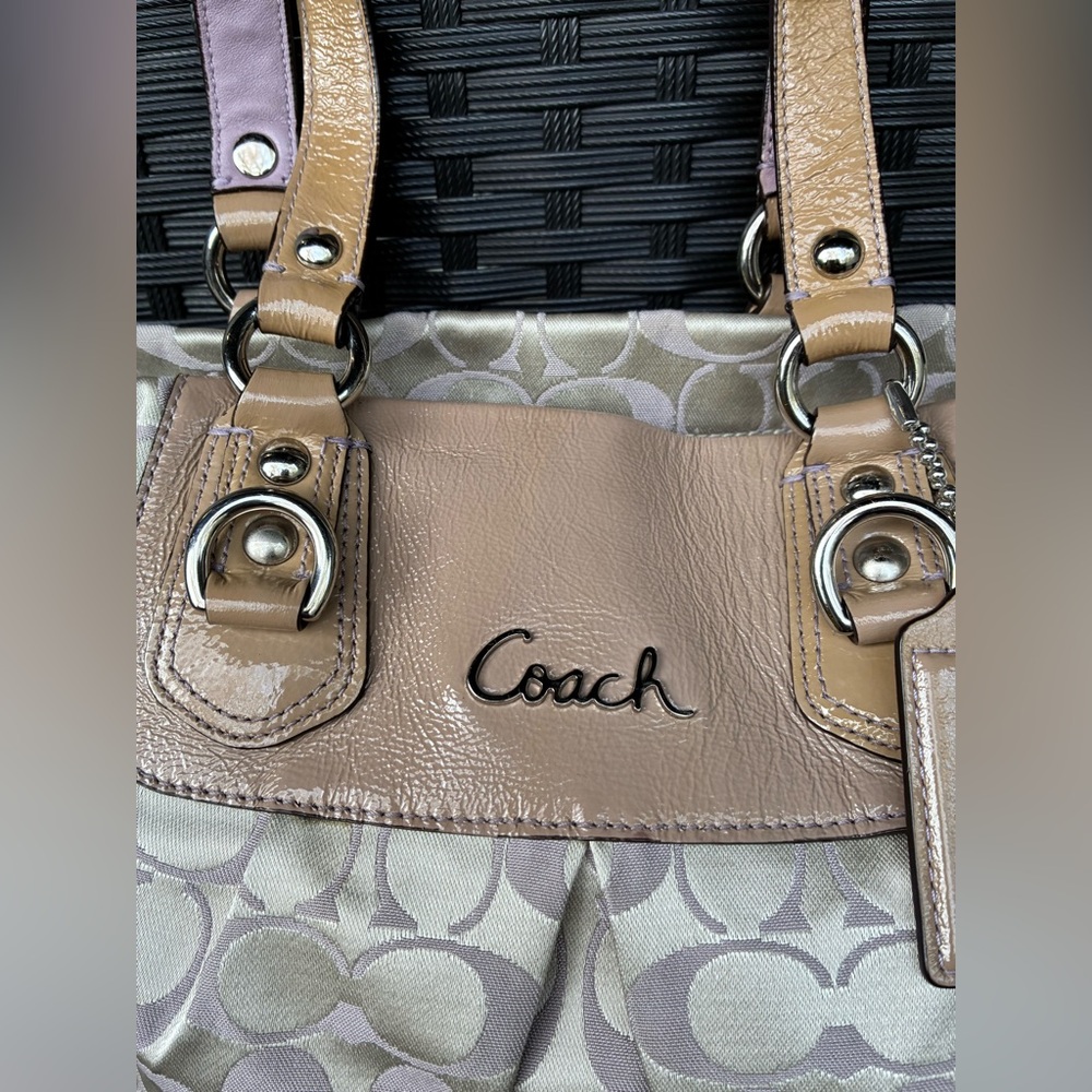 COACH BAG,Coach Cream and ligth purple Bag, COACH Shoulder Bag - Picture 3 of 16